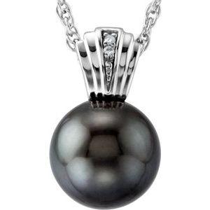 Tahitian Cultured Pearl & .01 CTW Diamond 18