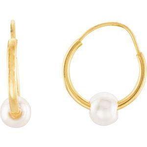 Youth Freshwater Cultured Pearl Hoop Earrings