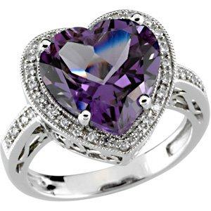 Amethyst & 1/6 CTW Diamond Ring