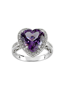Amethyst & 1/6 CTW Diamond Ring