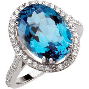 Swiss Blue Topaz & Diamond Ring