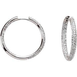1 CTW Diamond Inside-Outside Hinged 24 mm Hoop Earrings