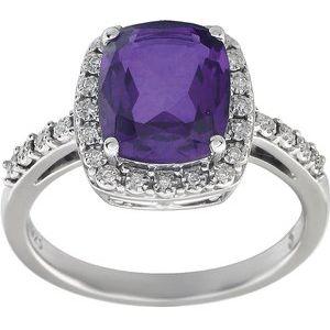 Amethyst & .07 CTW Diamond Ring