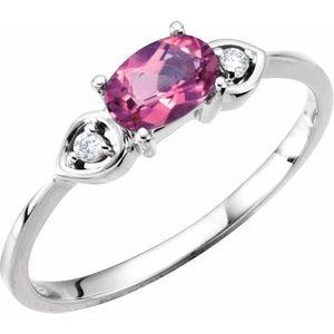 Pink Tourmaline & .03 CTW Diamond Ring