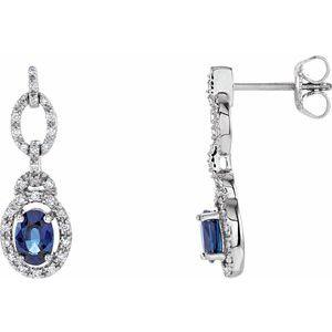 Blue Sapphire & 1/4 CTW Diamond Earrings