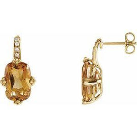 Citrine & .06 CTW Diamond Earrings