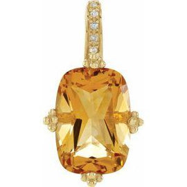 Citrine & .025 CTW Diamond Pendant