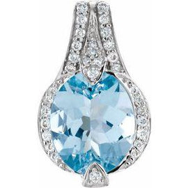 Aquamarine & 1/5 CTW Diamond Pendant