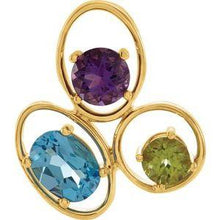 Load image into Gallery viewer, Swiss Blue Topaz, Amethyst &amp; Peridot Pendant
