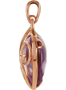 Cabochon Rose de France Heart Pendant