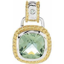 Load image into Gallery viewer, Green Quartz &amp; .04 CTW Diamond Pendant
