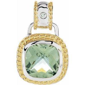 Green Quartz & .04 CTW Diamond Pendant