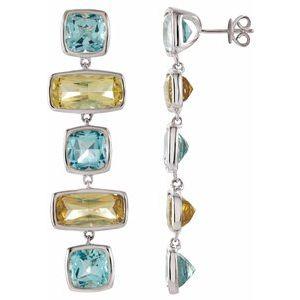 Sky Blue Topaz & Lime Quartz Multi-Gemstone Earrings