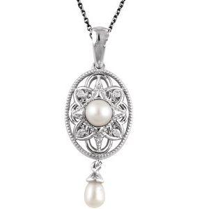 White Freshwater Cultured Pearl & .025 CTW Diamond 18