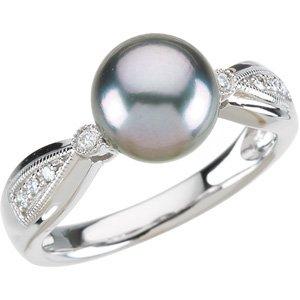 Tahitian Cultured Pearl & .07 CTW Diamond Ring