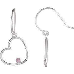 2 mm Round Pink Cubic Zirconia Heart Earrings