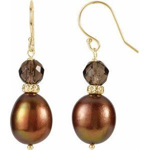 Freshwater Cultured Pearl & Smoky Quartz Earrings