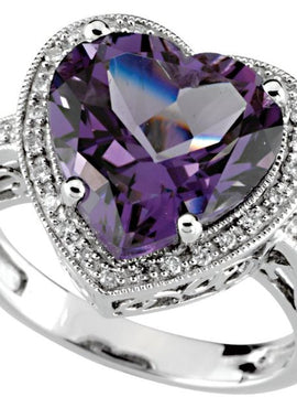 Amethyst & 1/6 CTW Diamond Ring