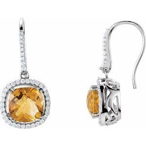 Citrine & 3/4 CTW Diamond Earrings