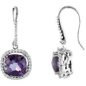 Amethyst & 3/4 CTW Diamond Halo-Style Earrings