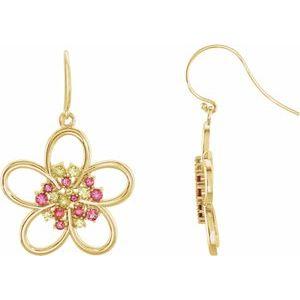 Peridot & Pink Tourmaline Flower Earrings