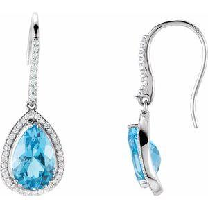 Swiss Blue Topaz & 1/2 CTW Diamond Earrings