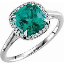 Load image into Gallery viewer, Chatham® Created Emerald &amp; .055 CTW Diamond Ring
