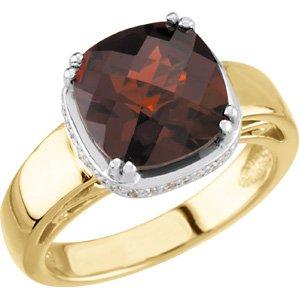 14K Two-Tone Mozambique Garnet & 1/6 CTW Diamond Ring