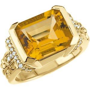 Citrine & 1/5 CTW Diamond Ring