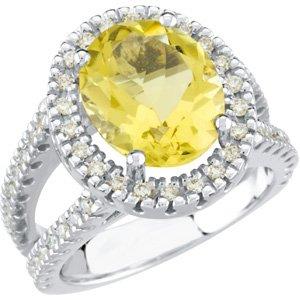 Lemon Quartz & 1/2 CTW Diamond Ring