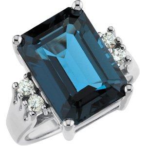 London Blue Topaz & 1/6 CTW Diamond Ring