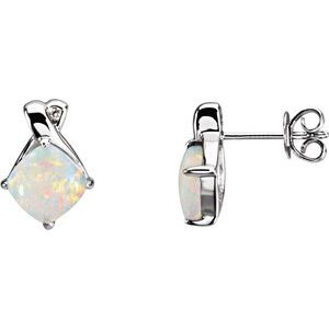 Opal & .02 CTW Diamond Earrings