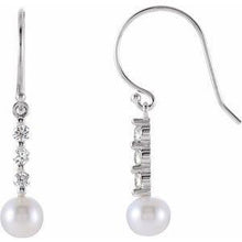 Load image into Gallery viewer, Freshwater Cultured Pearl &amp; 1/4 CTW Diamond Earrings
