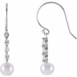 Freshwater Cultured Pearl & 1/4 CTW Diamond Earrings