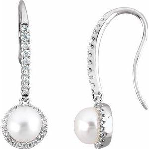 Freshwater Cultured Pearl & 3/8 CTW Diamond Earrings