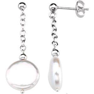 12-13 mm Freshwater Cultured Coin Pearl Earrings