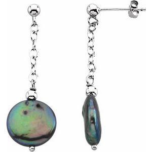 Freshwater Cultured Black Coin Pearl Earrings