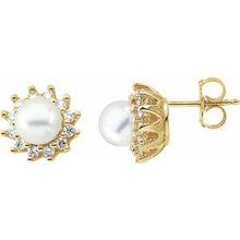 Load image into Gallery viewer, Akoya Cultured Pearl &amp; 1/3 CTW Diamond Earrings
