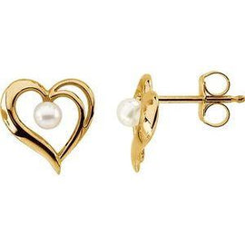 Cultured Akoya Pearl Heart Earrings