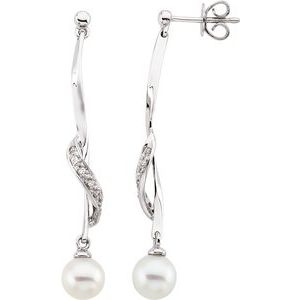 Freshwater Cultured Pearl & .07 CTW Diamond Earrings