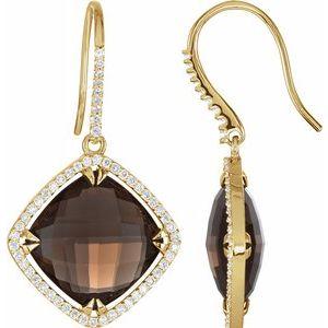 Smoky Quartz & 5/8 CTW Diamond Halo-Style Earrings