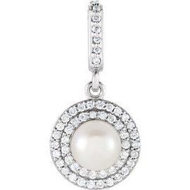 Freshwater Cultured Pearl & 1/8 CTW Diamond Pendant