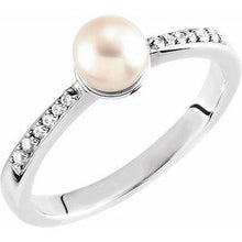 Load image into Gallery viewer, 8 mm Pearl &amp; .08 CTW Diamond Ring
