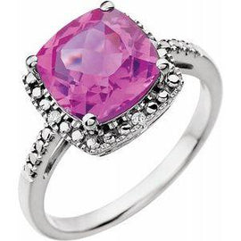 Amethyst & .03 CTW Diamond Ring