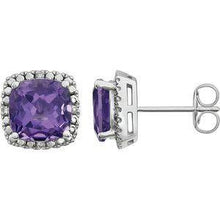 Load image into Gallery viewer, Amethyst &amp; .06 CTW Diamond Earrings
