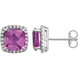 Amethyst & .06 CTW Diamond Earrings