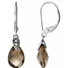 Load image into Gallery viewer, Smoky Quartz &amp; .025 CTW Diamond Earrings
