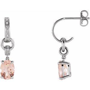 Morganite & .05 CTW Diamond Hoop Earrings