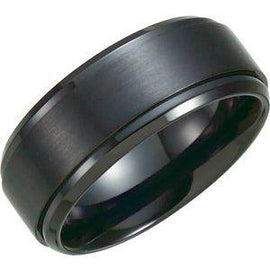 Black Titanium 9 mm Ridged Band