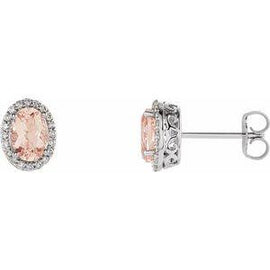 Morganite & 1/5 CTW Diamond Earrings